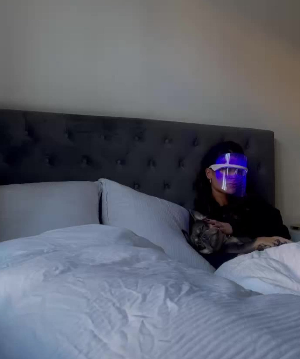 LED Mask blue light in use