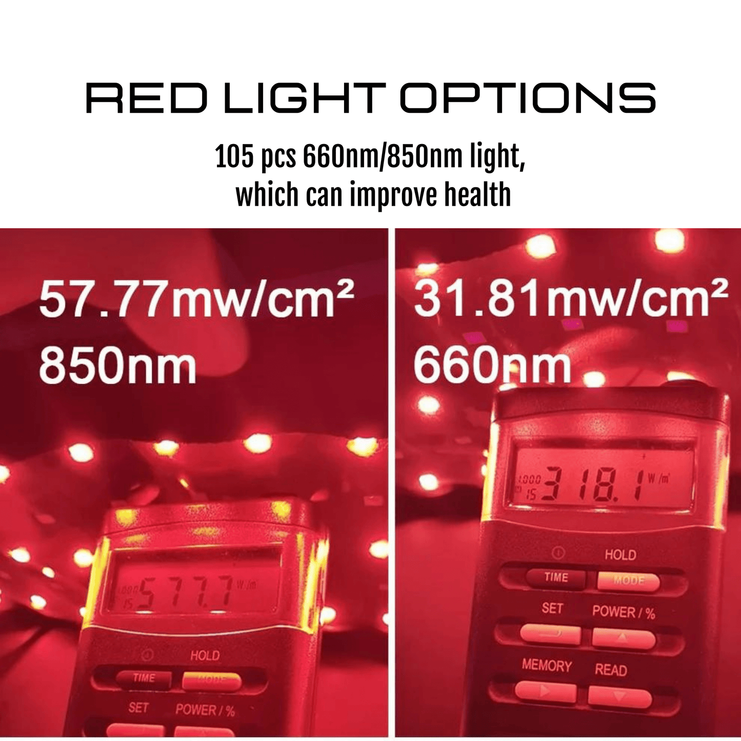 wavelength options for red light therapy belt