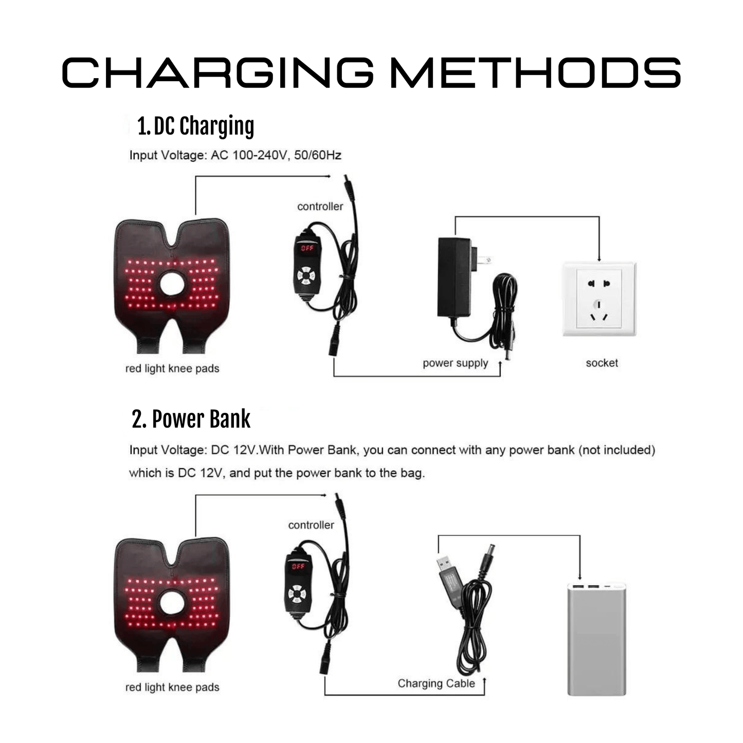 Charging methods red light therapy knee brace