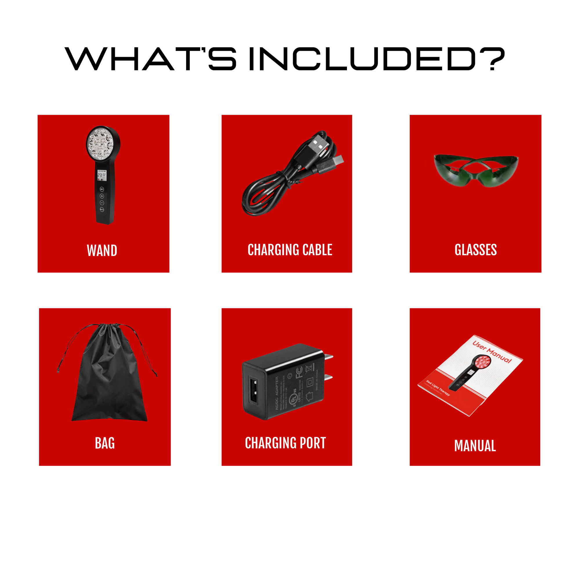 Handheld Therapy Wand Contents