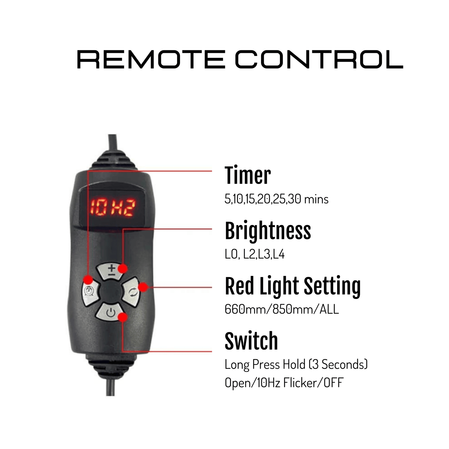 Remote control for red light therapy belt
